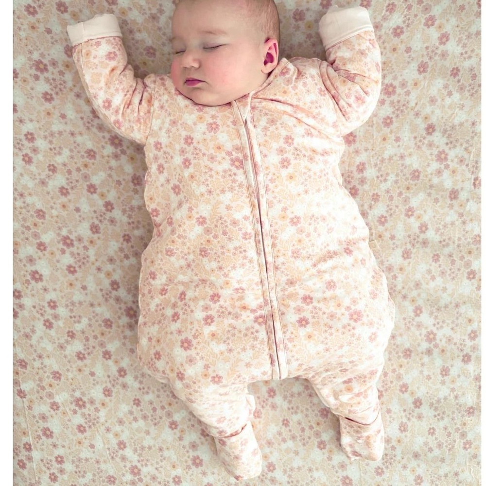 gunamuna bamboo 1 TOG Long Sleeve footie Sleep sack Swaddle Floral Pink 12 18